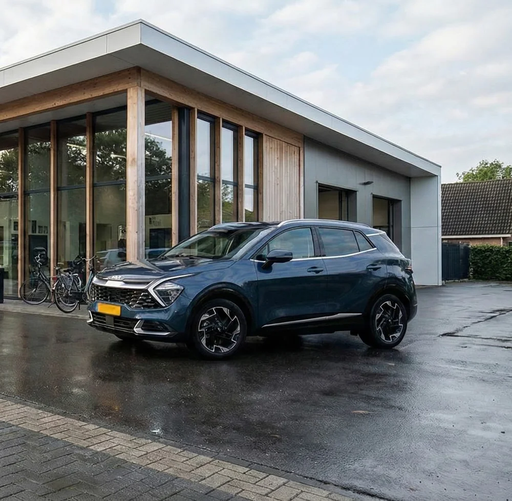 Kia SUV geparkeerd bij garage voor Kia APK keuring