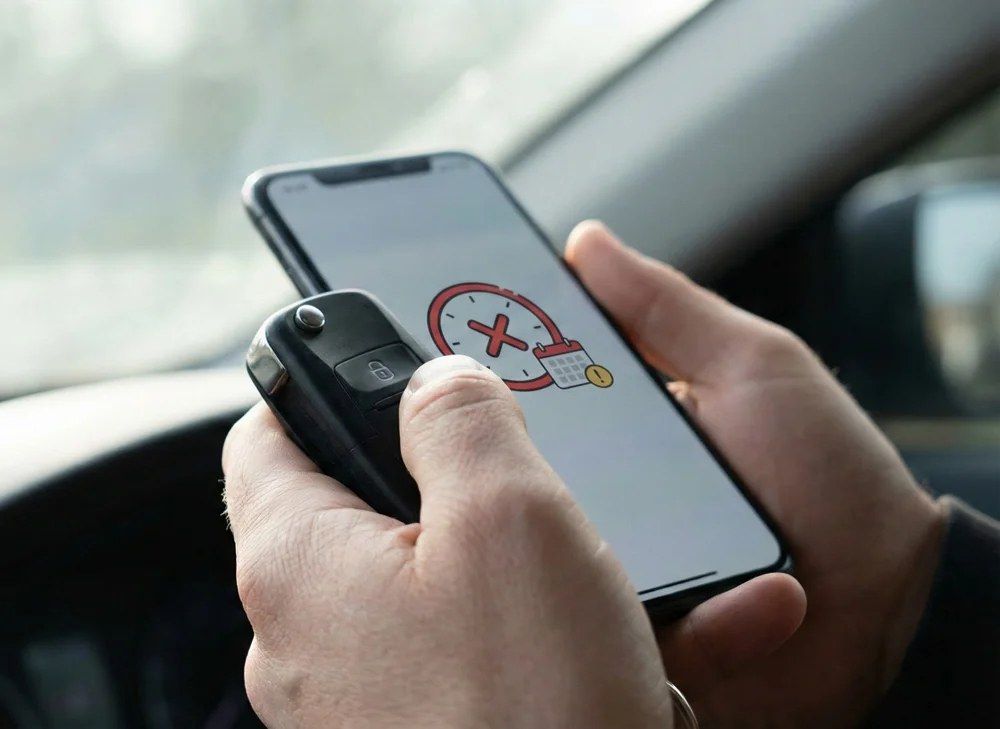 Man bekijkt APK verlopen melding op smartphone